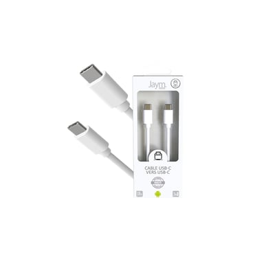 Cable USB-C a Type-C 3A - 1,5 metros - Colección POP - Blanco