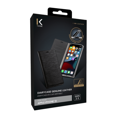 Diarycase 2.0 Guscio in vera pelle con supporto magnetico per Apple iPhone 13, nero notte