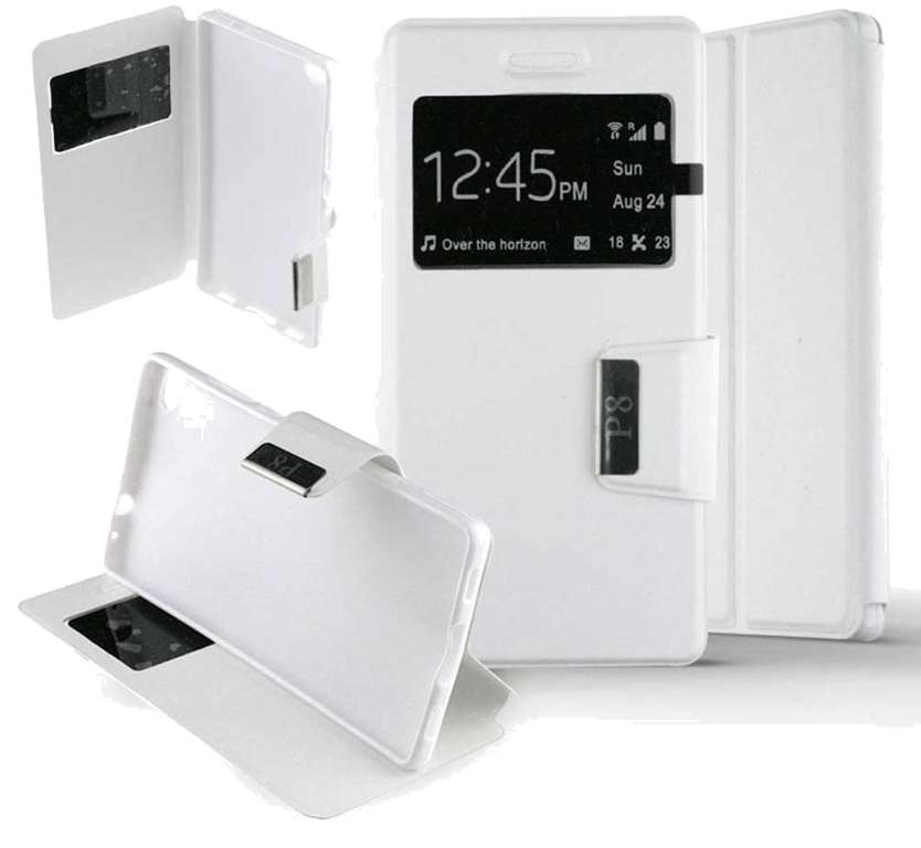 Etui Folio compatible Blanc Huawei P8