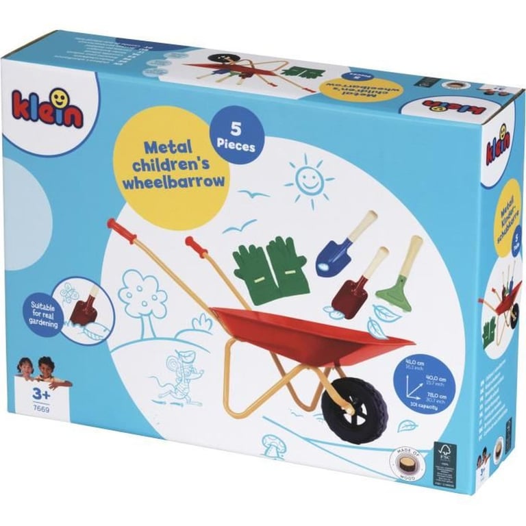 Brouette en métal KLEIN 7669 Avec 3 outils et 1 paire de gants Dès - vue 4