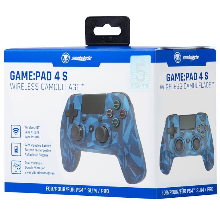Snakebyte 4 S Wireless Bleu, Camouflage Bluetooth/USB Manette de jeu Analogique/Numérique PlayStation 4, Playstation 3