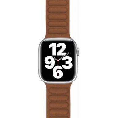 Bracelet Apple Watch 38-40-41mm Cuir 138 à 205mm Marron/Orange Bigben - Neuf