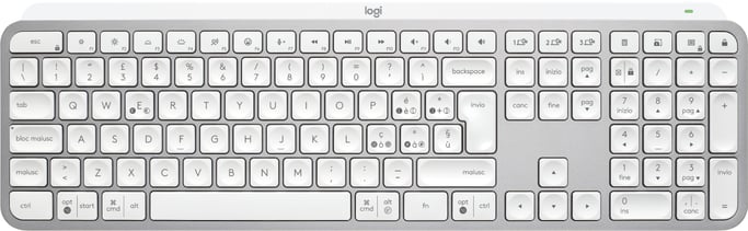 Logitech MX Keys S teclado Universal RF Wireless + Bluetooth QWERTY Italiano Aluminio, Blanco