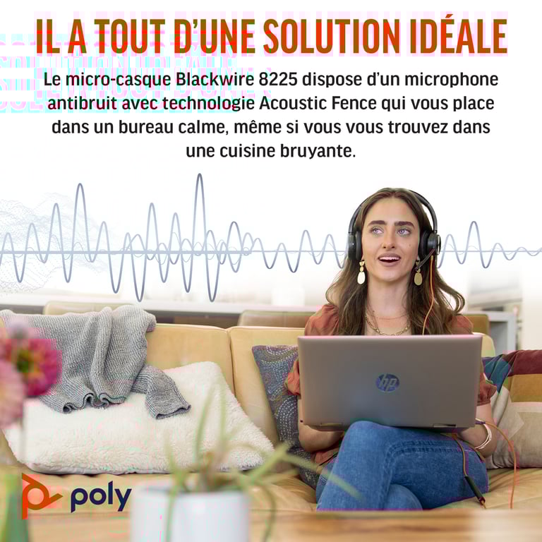 POLY Micro casque Blackwire 8225 stéréo USB C certifié Microsoft Teams + adaptateur USB CA Neuf - vue 3