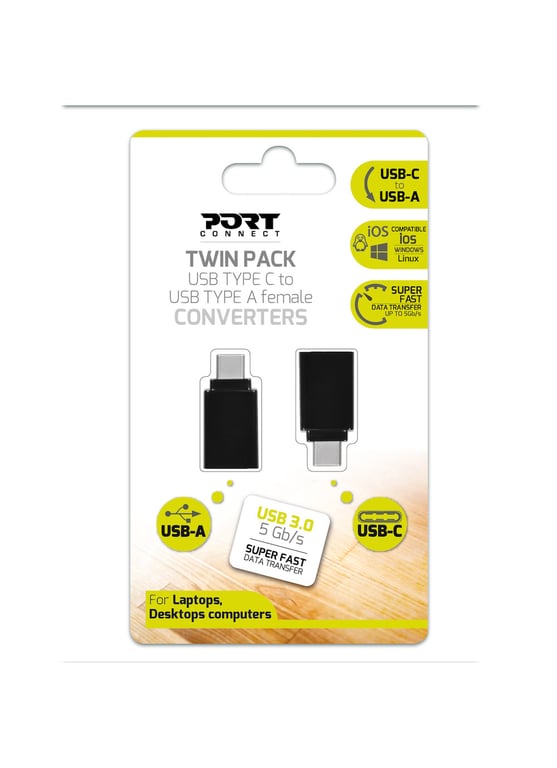 Pack 2 Adaptateurs USB Type C vers USB Type A Port - vue 3
