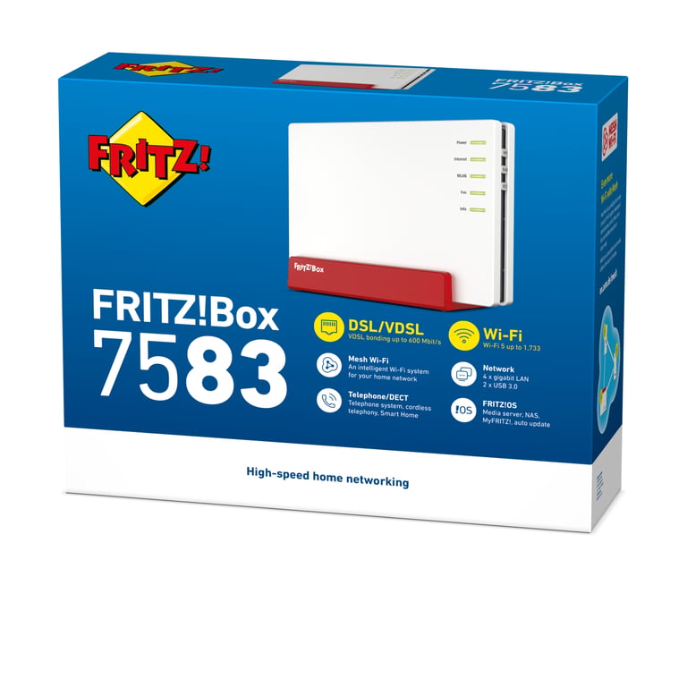 FRITZ!Box 7583 VDSL INT routeur sans fil Gigabit Ethernet Bi bande 2 4 GHz / 5 GHz Neuf - vue 2