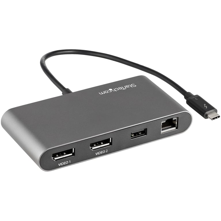 StarTech.com Mini Station d'Accueil Thunderbolt 3 Dock Portable pour Deux Écrans avec DP 4K 60Hz 1x hub USB A USB 3.05 Gbps GbE Câble de 28 cm Adaptateur Multiport TB3 MacWindows Neuf