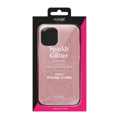 Coque slim pailletée étincelante pour Apple iPhone 12 mini, Or Rose