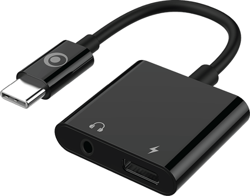 Adaptateur Audio USB C 60W PD vers Jack 3.5mm + Charge USB C 12cm Noir Bigben