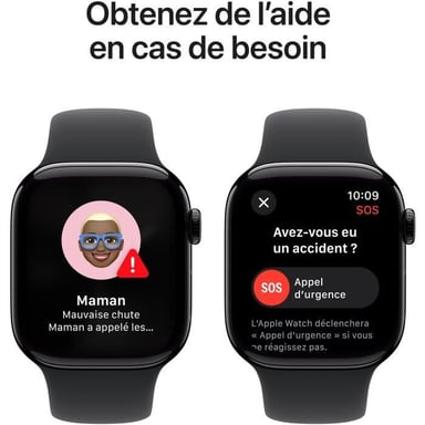 Apple Watch Series 10 GPS 42mm Nero con Cinturino in Gomma S/M