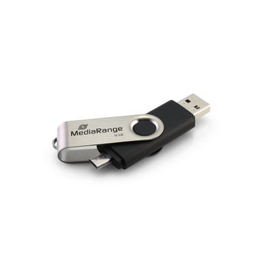 MediaRange MR932-2 unidad flash USB 32 GB USB Type-A / Micro-USB 2.0 Negro, Plata