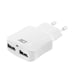 Cargador USB ACT AC2115 Blanco con 2 puertos USB-A y carga inteligente