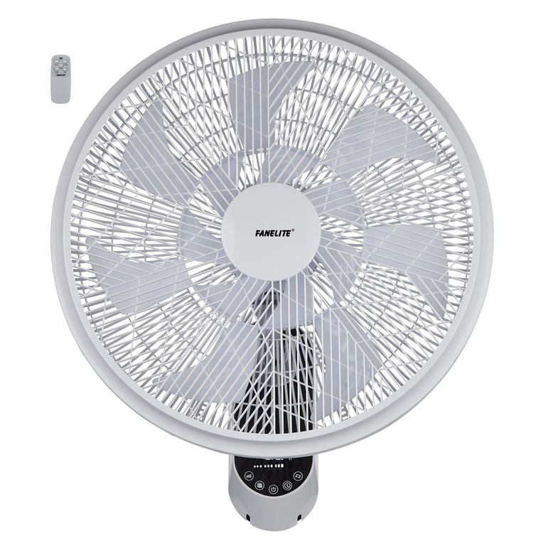 Fanelite Ventilateur mural FVM45-1 - Blanc - Hélice 14 pales - Fort débit d'air - Grilles plastiques - Télécommande