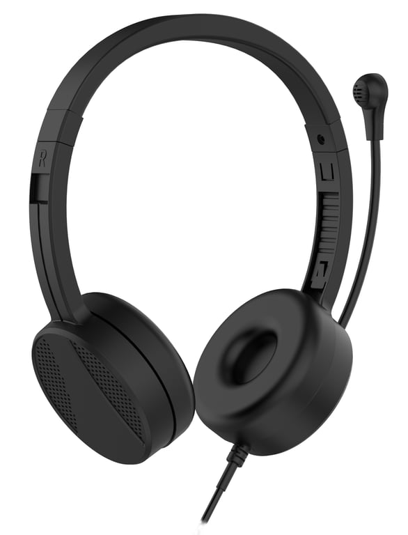 Nilox Auriculares NXAUSB01 con cable USB, Cancelación de Ruido, Micrófono y Plegables Negros - vue 1