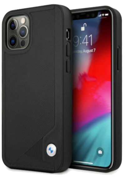 BMW Étui pour iPhone 12/12 Pro 6.1 Noir Cuir Gaufré