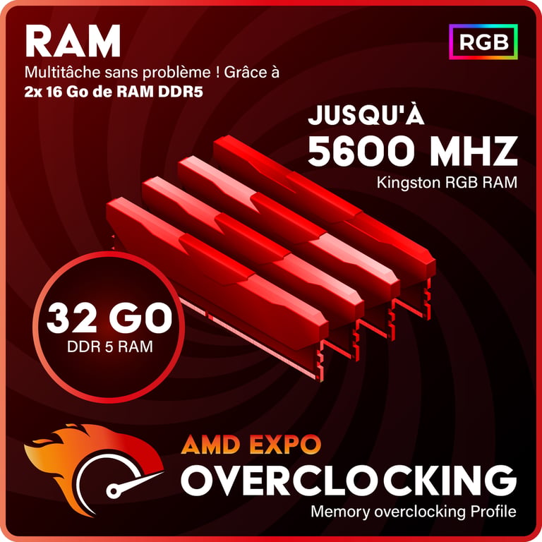 GREED MKM Gaming PC / Ordinateur AMD Ryzen 5 Nvidia Geforce RTX 5070Ti RAM DDR5 Watercool SSD PC Gamer avec WiFi + Windows 11 Pro Neuf - vue 3