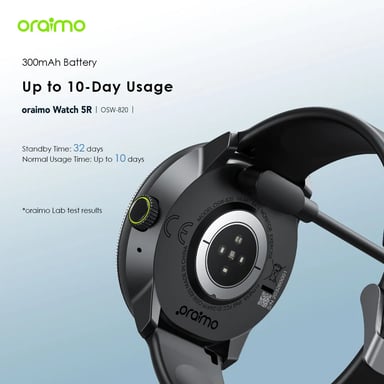 oraimo Watch 5R – Reloj inteligente AMOLED 1,43'', seguimiento de salud, 100+ deportes, batería de larga duración, IP68