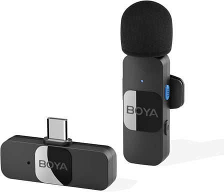 Micrófono de solapa inalámbrico Boya V10, omnidireccional, reducción de ruido