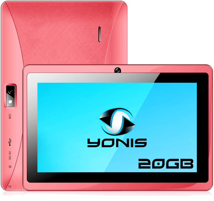 Tablette 7 Pouces Tactile Ips Quadcore Wifi Bluetooth Android Micro SD 20Go Rose Plastique YONIS