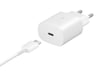 Chargeur maison 25W Power Delivery + Câble USB C/USB C Blanc Samsung
