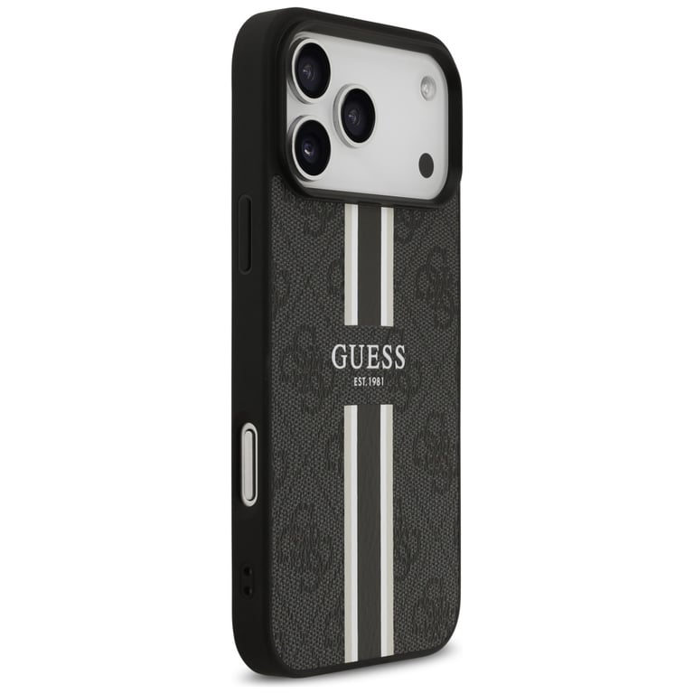 Guess 4G Étui MagSafe à rayures imprimées pour iPhone 17 Pro Max Noir - vue 4