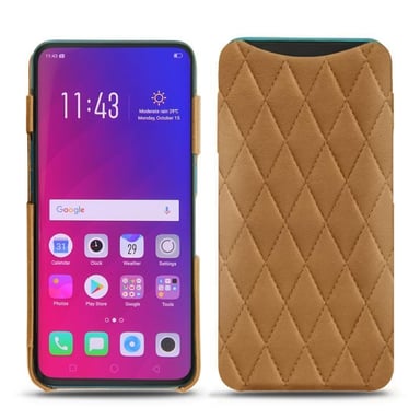 Carcasa de piel Oppo Find X - Tapa trasera - Negro - Piel lisa