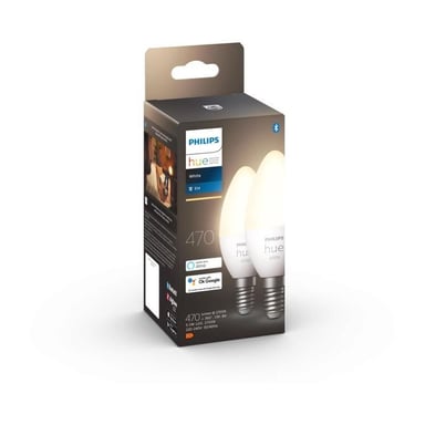 PHILIPS Hue White - Ampoules LED connectées E14 - Compatible Bluetooth - Pack de 2