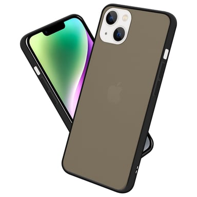Coque pour Apple iPhone 14 PLUS en MAT NOIR Housse de protection Étui hybride avec intérieur en silicone TPU et dos en plastique mat