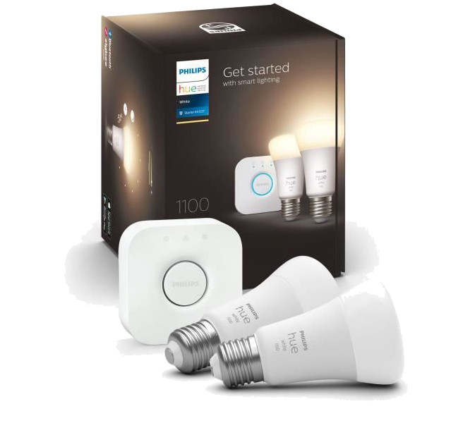 PHILIPS Hue White - Kit de démarrage ampoule LED connectée - 9,5W - E27 - Pack de 2