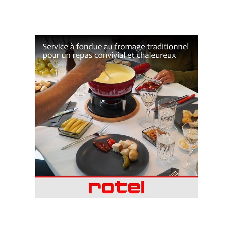Service à fondue au fromage et 2 coupelles dalcool gélifié ROTEL Swiss Tradition 6 personnes - vue 3