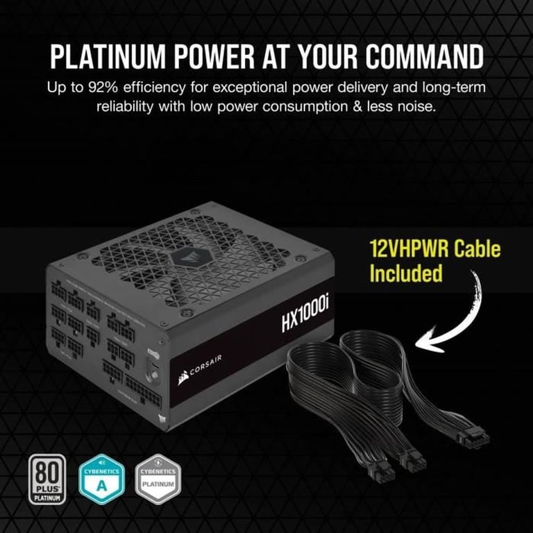 Alimentation ATX CORSAIR HX1000i SHIFT 1000W ATX 3.1 modulaire iCUE LINK Gris foncé / noir - Neuf