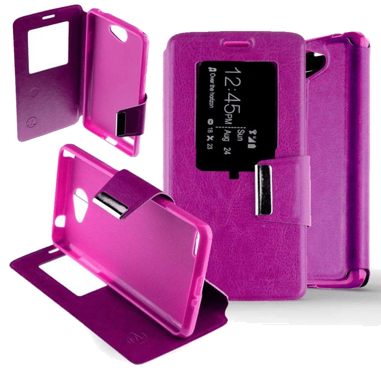 Etui Folio compatible Rose Fushia LG Bello II