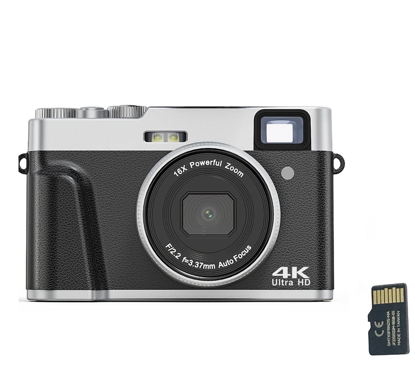 INF Appareil photo numérique 4K 48MP avec Zoom 16X/Autofocus/Anti-Shake, carte 32 Go