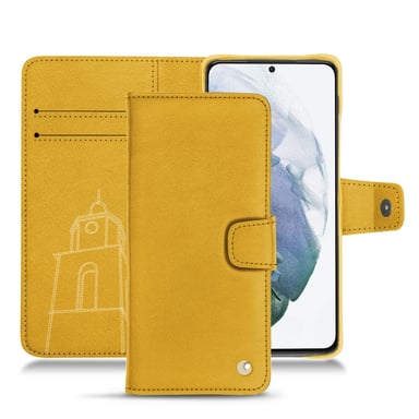 Housse cuir Samsung Galaxy S21+ -  - Jaune - Cuir lisse premium