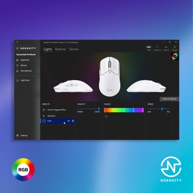 HyperX Pulsefire Haste 2 Core sf - Souris gamer (blanc/vert/violet)