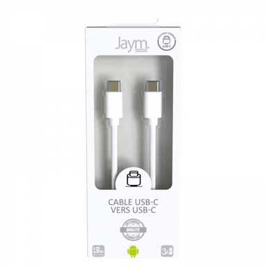 Cable USB-C a Type-C 3A - 1,5 metros - Colección POP - Blanco