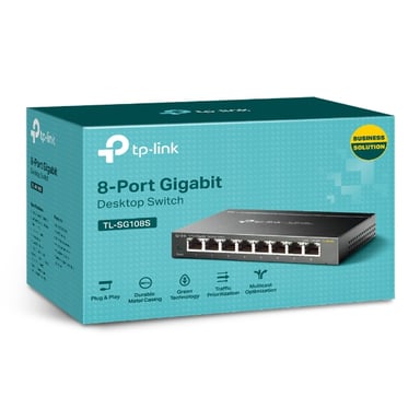 TP-Link Omada TL-SG108S commutateur réseau Non-géré Gigabit Ethernet (10/100/1000) Noir