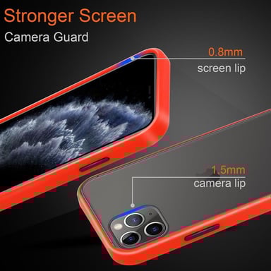 Coque pour Apple iPhone 11 PRO MAX en Rouge Givré - Touches Noires Housse de protection Étui hybride avec intérieur en silicone TPU et dos en plastique mat