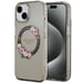Custodia Guess IML Flowers Wreath MagSafe per iPhone 15, nera