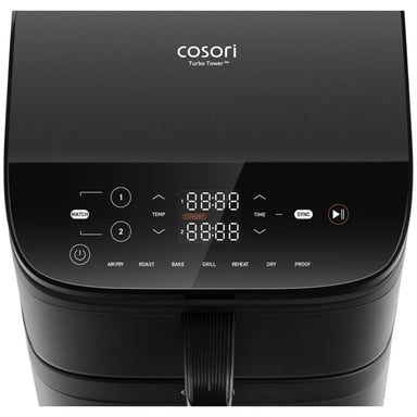 Friteuse d'air chaud Cosori Turbo Tower 10,8 L double stack 2630 W 7 programmes Noir PTFE-free