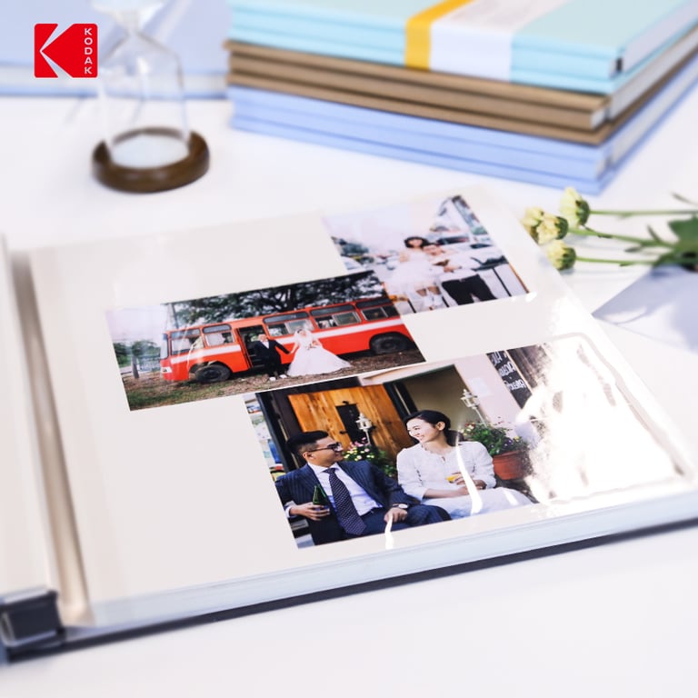 KODAK - Álbum de fotos con 20 páginas adhesivas, Formato 32.5x33cm, Negro - 9891312