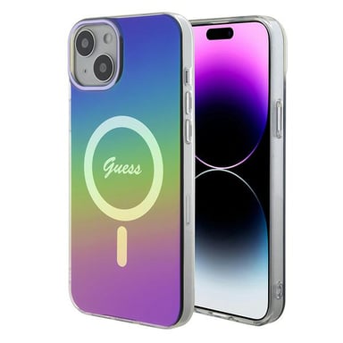 Custodia Guess IML Iridescent MagSafe per iPhone 15 Plus/14 Plus arcobaleno