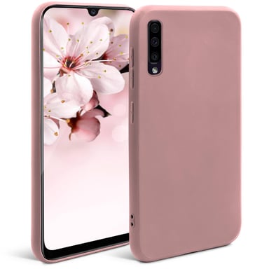 Moozy Minimalist Series Coque en silicone pour Samsung A50, Rose Beige – Finition mate fine et souple en TPU