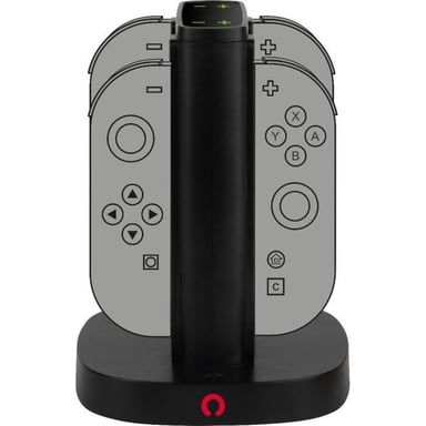 Station de rechargement - 2 paires de manettes Joy-Con - Indicateur de charge LED - Connexion USB-A - Noir