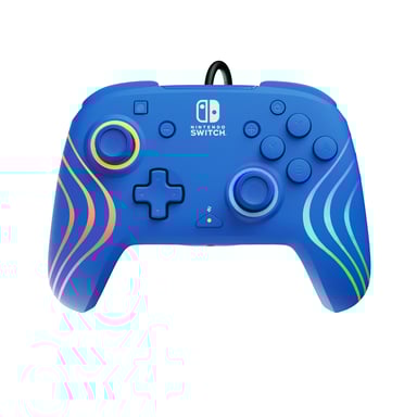 PDP Afterglow Wave USB Manette de jeu Nintendo Switch, Nintendo Switch OLED, Bleu