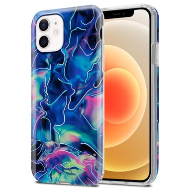 Coque pour Apple iPhone 12 / 12 PRO en Marbre Bleu Rose No. 17 Housse de protection Étui en silicone TPU avec motif mosaïque