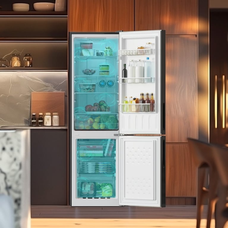 Cecotec Réfrigérateur combiné Bolero CoolMarket Combi 250 Glass E. Réfrigérateur Total No Frost classe E Air Flow Fast Cooling Humidity Box et alarmes. - vue 2