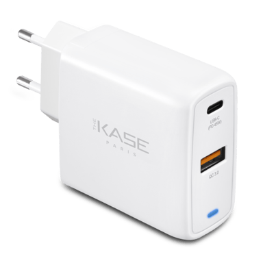 Chargeur secteur mural UE double USB universel PowerPort Speed+ Charge Rapide 45W (QC 4+/Power Delivery), Blanc