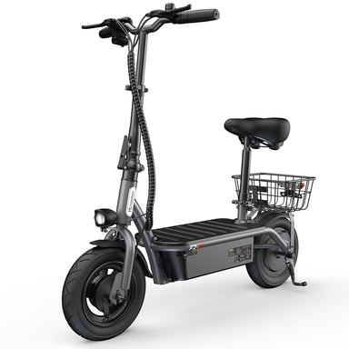 iScooter F2 Vélo Électrique avec Selle et Panier 500W 36V 7.8Ah 30km/h 25-30KM Pneus 10'' Pneumatiques Freins Tambour Avant/Arrière Pliable 120kg Idéal Ville