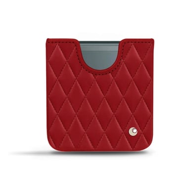 Pochette cuir Samsung Galaxy Z Flip3 -  - Rouge - Cuir lisse couture
